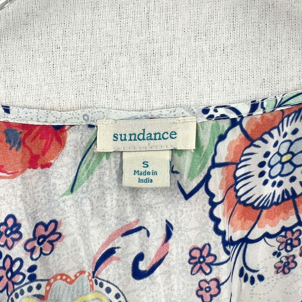 SUNDANCE Dress Womens Small Light Gray Multi Floral Print Silk Sleeveless Maxi - Picture 12 of 16